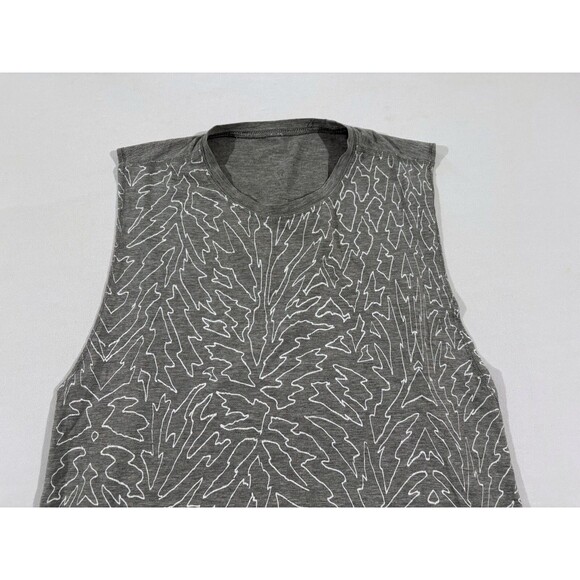 Lululemon Muscle Hustle Tank Top Womens Gray Print Lightweight Active Sz 6 - Picture 3 of 9